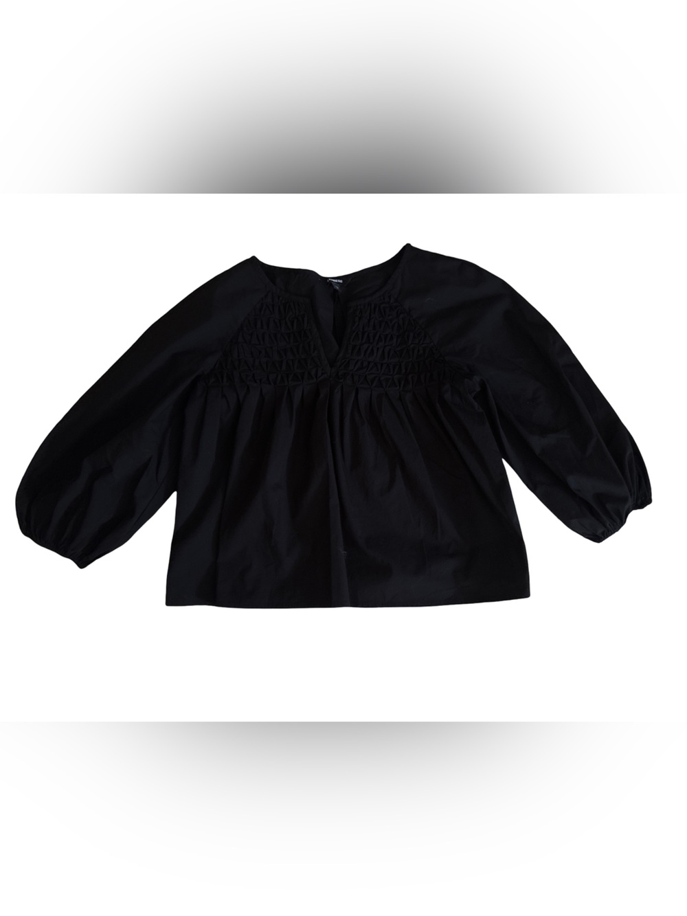 Express Black Smocked Peplum Top - Women's Blouse